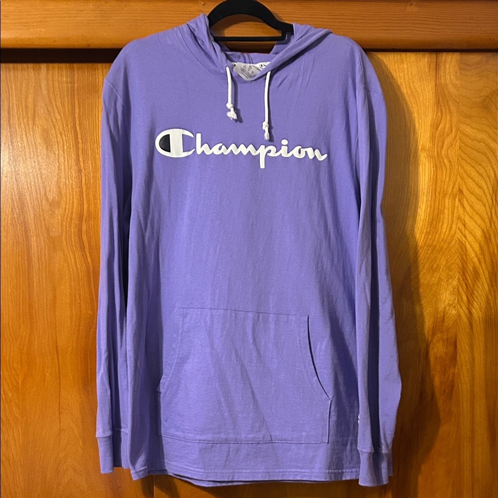 Champion Lavender Hooded Pullover with White Script Logo